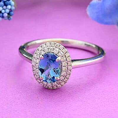 Certified & Appraised Rhapsody AAAA Santa Maria Aquamarine and E-F VS Diamond 1.00 ctw Ring in 950 Platinum (Size 10.0) 5.10 Grams