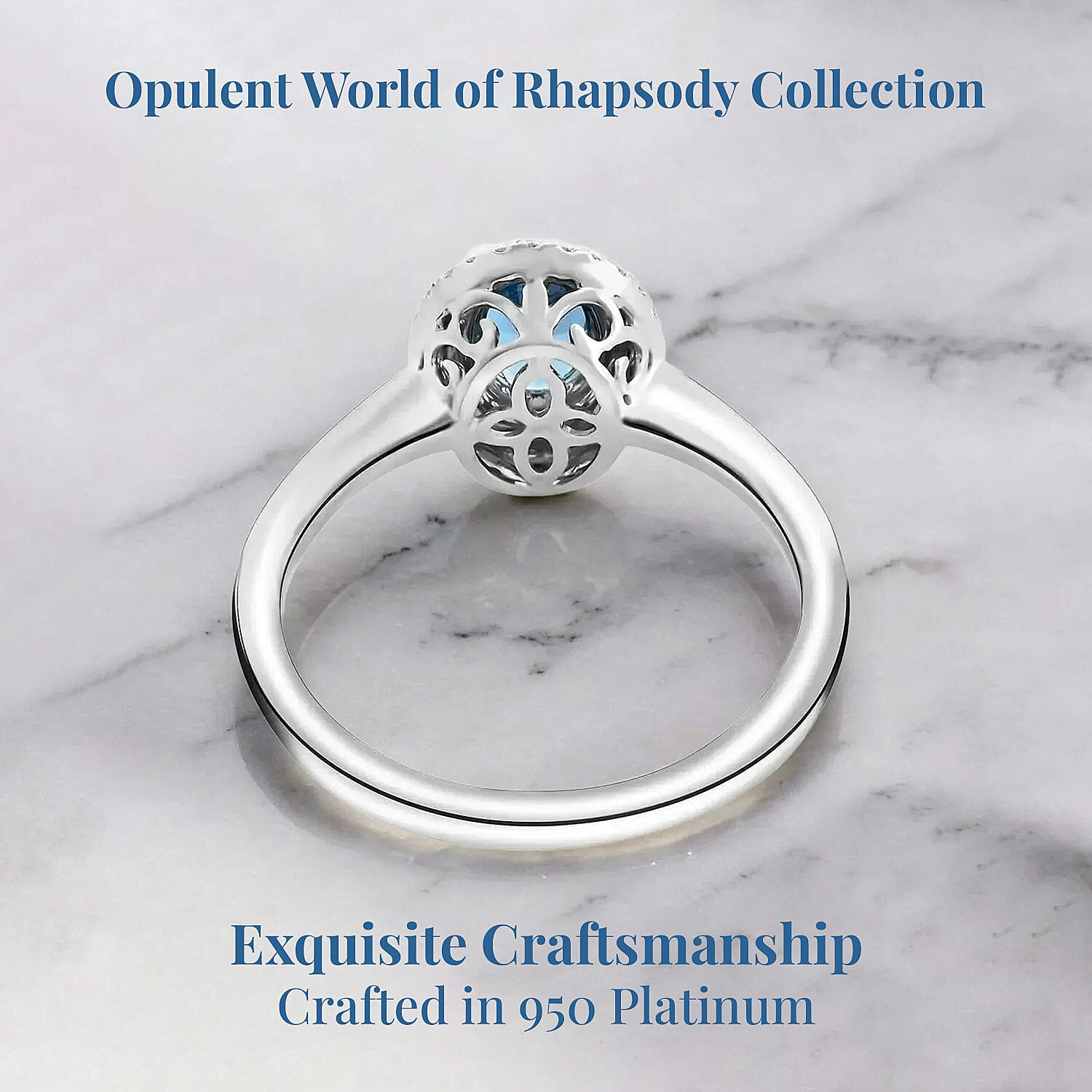 Certified & Appraised Rhapsody AAAA Santa Maria Aquamarine and E-F VS Diamond 1.00 ctw Ring in 950 Platinum (Size 10.0) 5.10 Grams