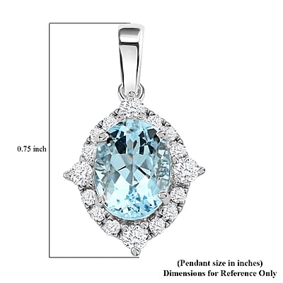Certified & Appraised Iliana 18K White Gold AAA Santa Maria Aquamarine and G-H SI Diamond Pendant without Chain 1.45 ctw