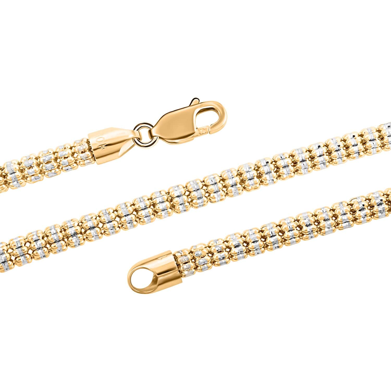 2.5mm Sterling Silver & 10k Yellow Gold Plated D/C Rope Chain Necklace -  The Black Bow Jewelry Company