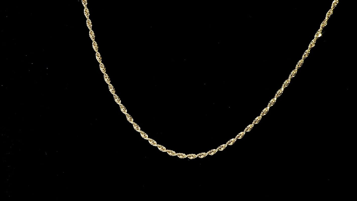 1.5mm Rope Chain Necklace in 14K Yellow Gold 1.70 Grams 22 Inches