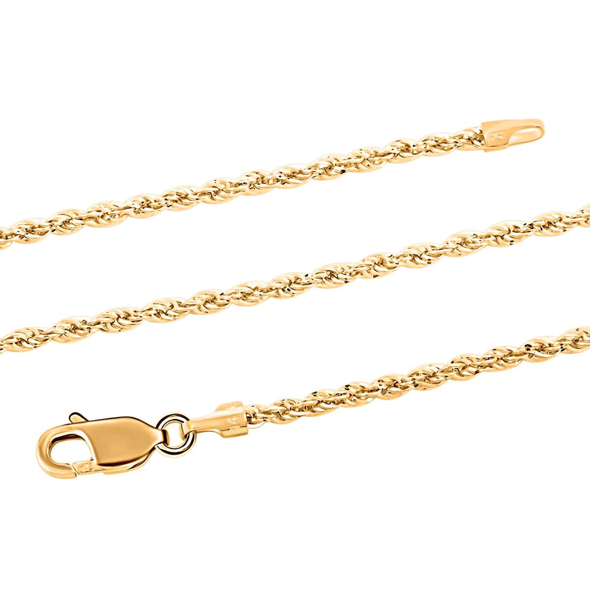 14K Yellow Gold 1.5mm Rope Chain Necklace 22 Inches 1.60 Grams image number 2