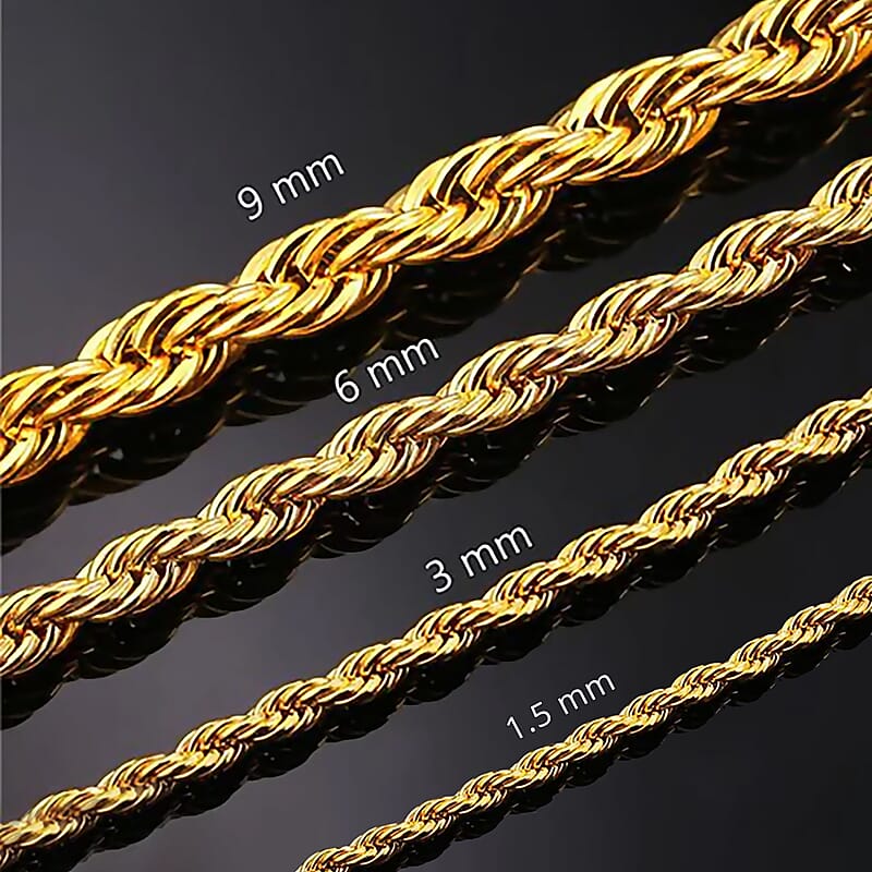 1.5mm Rope Chain Necklace in 14K Yellow Gold 1.70 Grams 22 Inches