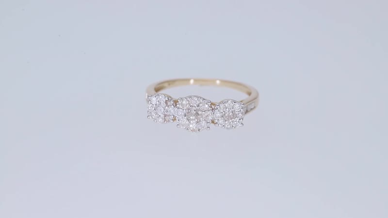 Luxoro 10K Yellow Gold Luxuriant Lab Grown Diamond G-H SI Trilogy Floral Ring 1.00 ctw