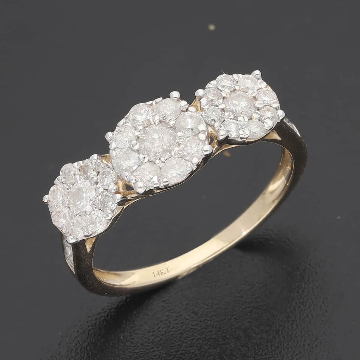 Luxoro 10K Yellow Gold Luxuriant Lab Grown Diamond G-H SI Trilogy Floral Ring 1.00 ctw image number 1