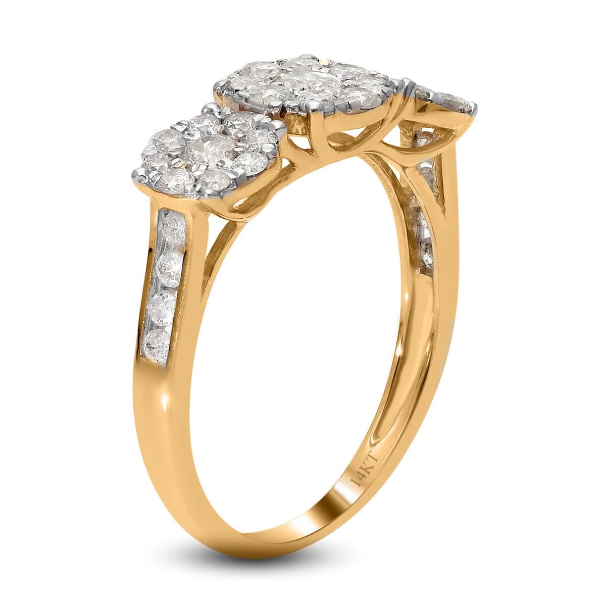 Luxoro 10K Yellow Gold Luxuriant Lab Grown Diamond G-H SI Trilogy Floral Ring 1.00 ctw image number 3