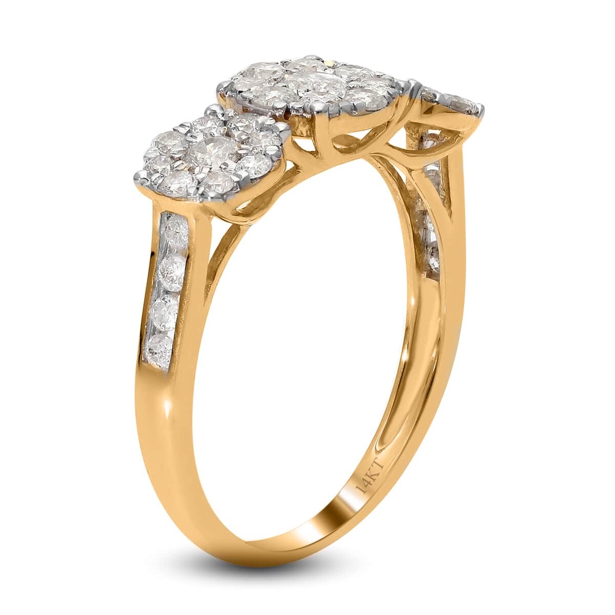 Luxoro 10K Yellow Gold Lab Grown Diamond G-H SI Trilogy Floral Ring (Size 7.0) 1.00 ctw image number 3