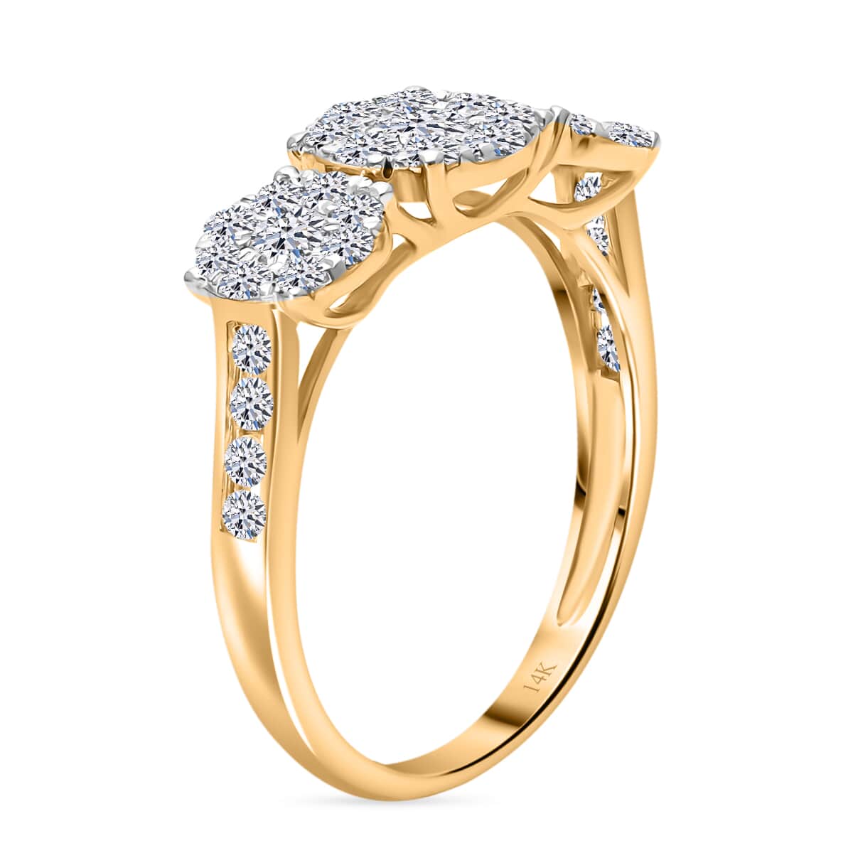 Buy 10K Yellow Gold Luxuriant Lab Grown Diamond G-H SI Trilogy Floral ...