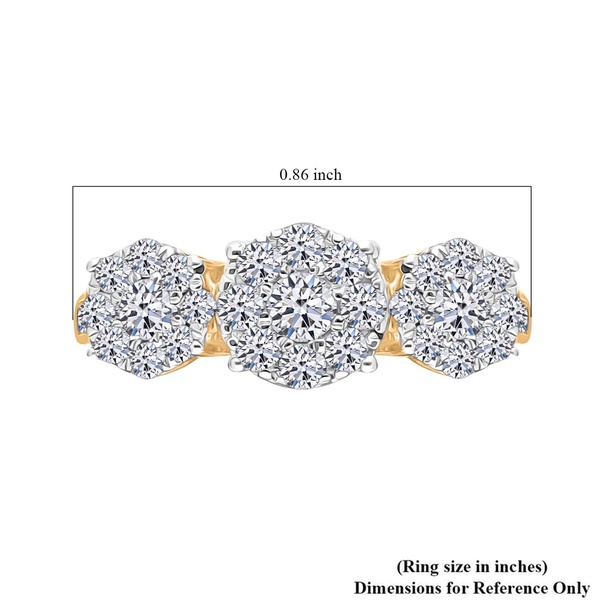 Buy 10K Yellow Gold Luxuriant Lab Grown Diamond G-H SI Trilogy Floral ...