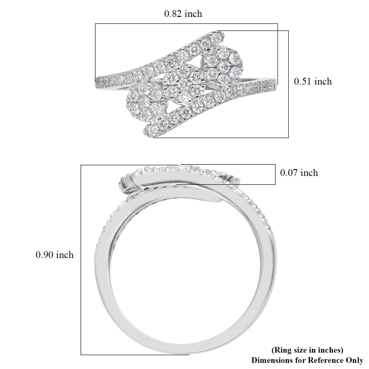 Luxuriant Lab Grown Diamond G-H SI Ring in Platinum Over Sterling Silver (Size 6.0) 0.50 ctw image number 5