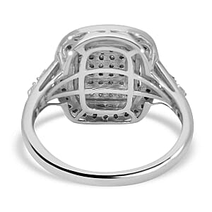 White Diamond 0.49 ctw Ring in Platinum Over Sterling Silver (Size 10.0)