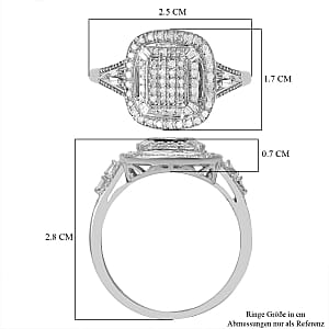 White Diamond 0.49 ctw Ring in Platinum Over Sterling Silver (Size 10.0)