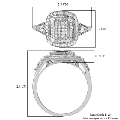 White Diamond 0.49 ctw Ring in Platinum Over Sterling Silver (Size 10.0)