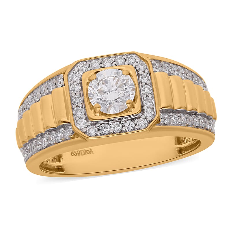 Luxuriant Lab Grown Diamond G-H SI Men's Ring in Vermeil Yellow Gold Over Sterling Silver (Size 10.0) 1.25 ctw