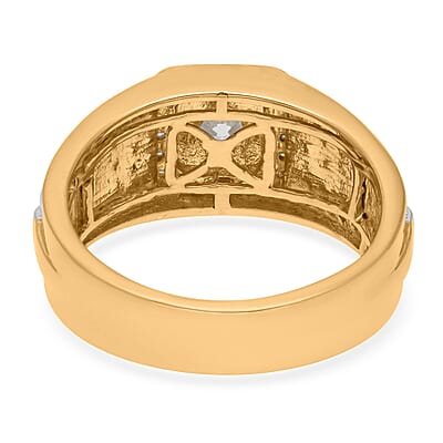 Luxuriant Lab Grown Diamond G-H SI Men's Ring in Vermeil Yellow Gold Over Sterling Silver (Size 10.0) 1.25 ctw