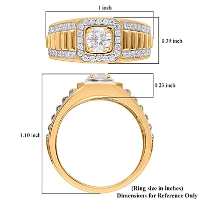 Luxuriant Lab Grown Diamond G-H SI Men's Ring in Vermeil Yellow Gold Over Sterling Silver (Size 10.0) 1.25 ctw