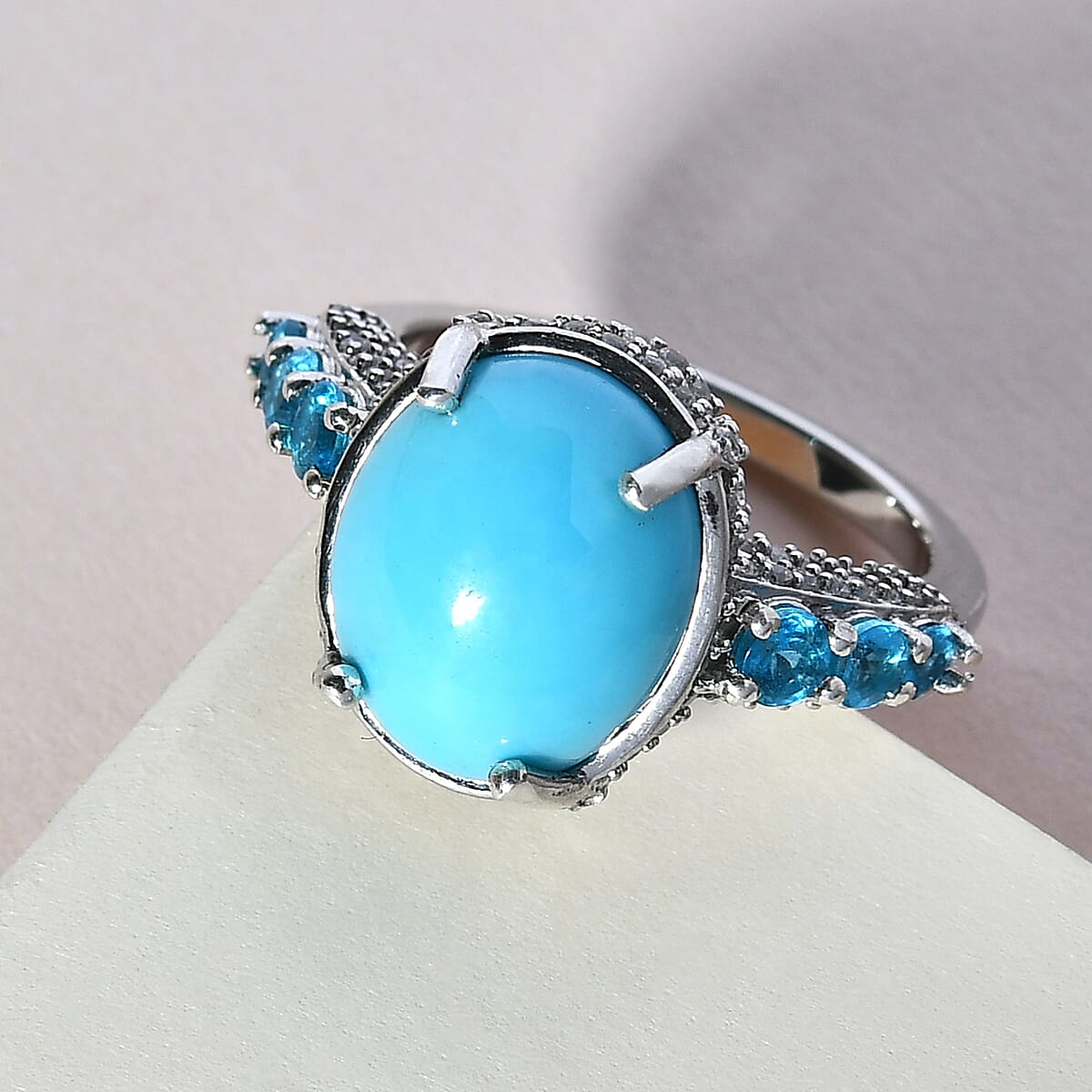 DOORBUSTER Natural Arizona Sleeping Beauty Turquoise, Multi Gemstone Ring in Platinum Over Sterling Silver 5.30 ctw image number 1