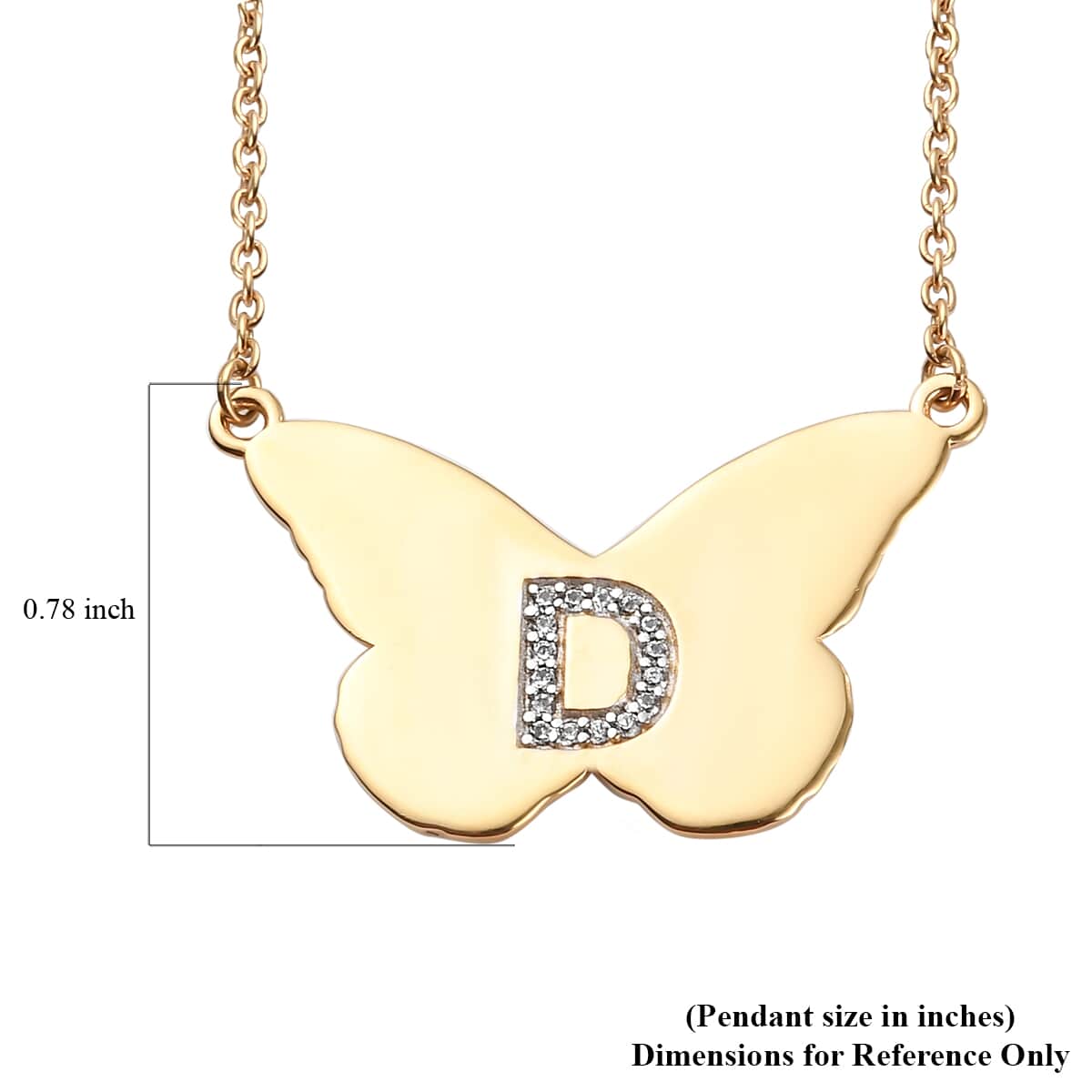 KARIS Zircon Butterfly Initial D Necklace (18 Inches) in 18K YG Plated and ION Plated YG Stainless Steel 0.20 ctw image number 5