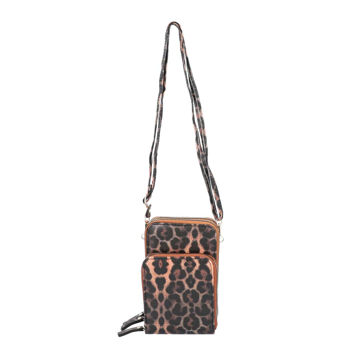 Black Leopard Print Faux Leather Shoulder Bag (4.3"x7"x2.8") with Matching Shoulder Strap image number 0