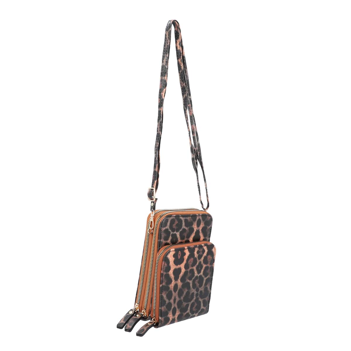 Black Leopard Print Faux Leather Shoulder Bag (4.3"x7"x2.8") with Matching Shoulder Strap image number 1