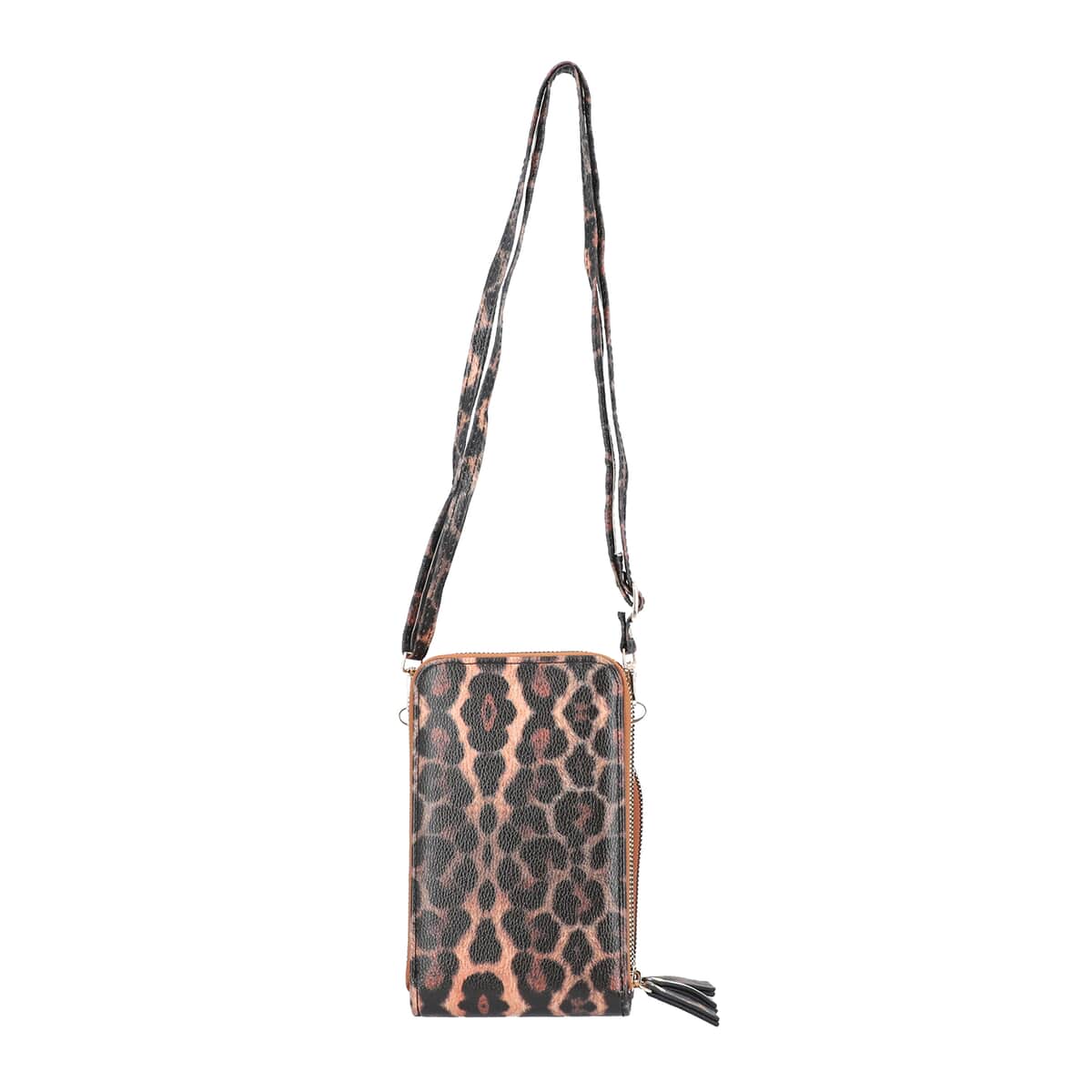 Black Leopard Print Faux Leather Shoulder Bag (4.3"x7"x2.8") with Matching Shoulder Strap image number 2