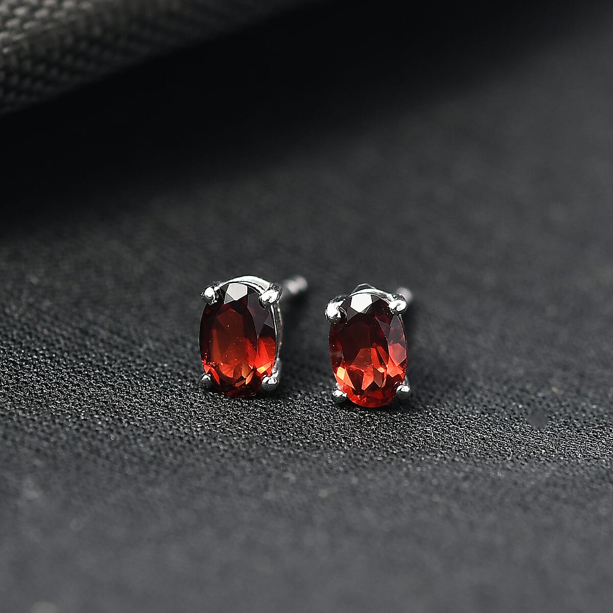 EverTrue Mozambique Garnet 1.15 ctw Earrings in Platinum Bond image number 1