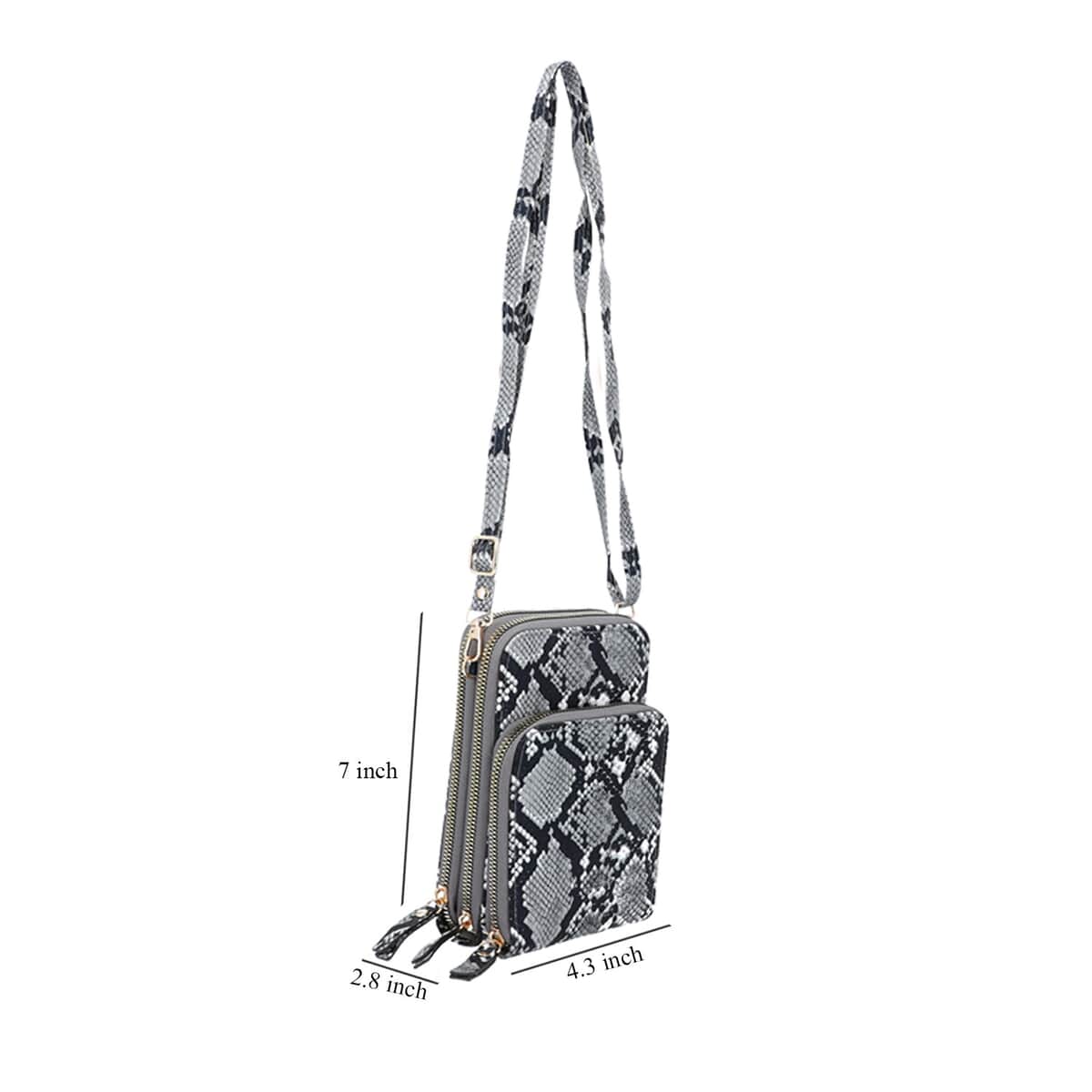 Black Snake Print Faux Leather Shoulder Bag (4.3"x7"x2.8") with Matching Shoulder Strap image number 4