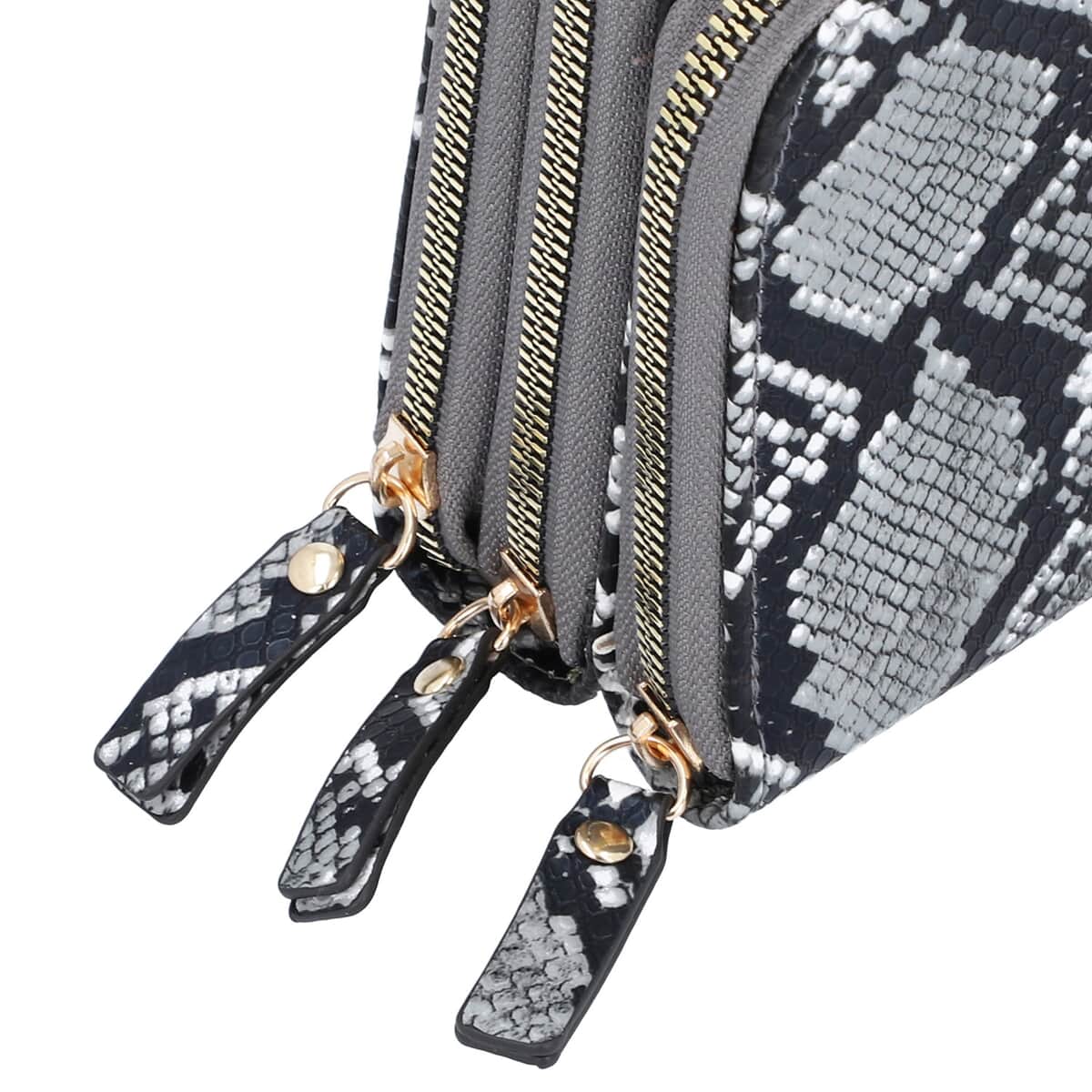 Black Snake Print Faux Leather Shoulder Bag (4.3"x7"x2.8") with Matching Shoulder Strap image number 6