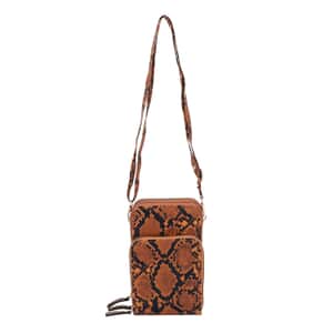 Black Snake Print Faux Leather Shoulder Bag (4.3"x7"x2.8") with Matching Shoulder Strap