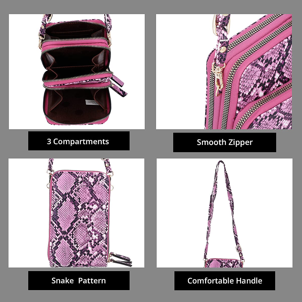 Purple Snake Print Faux Leather Shoulder Bag for Women with Matching Shoulder Strap , Messenger Bags , Designer Shoulder Bags , Side Bags for Women image number 3