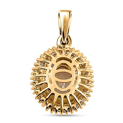 Luxoro 10K Yellow Gold AAA Turkizite and Diamond Halo Pendant without Chain 1.15 ctw