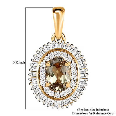 Luxoro 10K Yellow Gold AAA Turkizite and Diamond Halo Pendant without Chain 1.15 ctw
