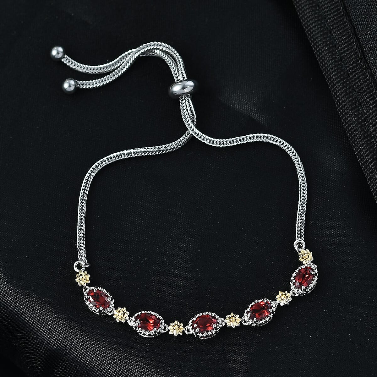 EverTrue Mozambique Garnet 2.85 ctw Bracelet in 18K YG Plated and Platinum Bond (10.50 In) image number 1