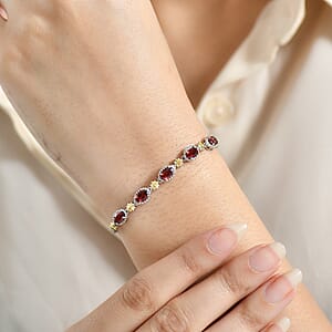 EverTrue Mozambique Garnet 2.85 ctw Bracelet in 18K YG Plated and Platinum Bond (10.50 In)