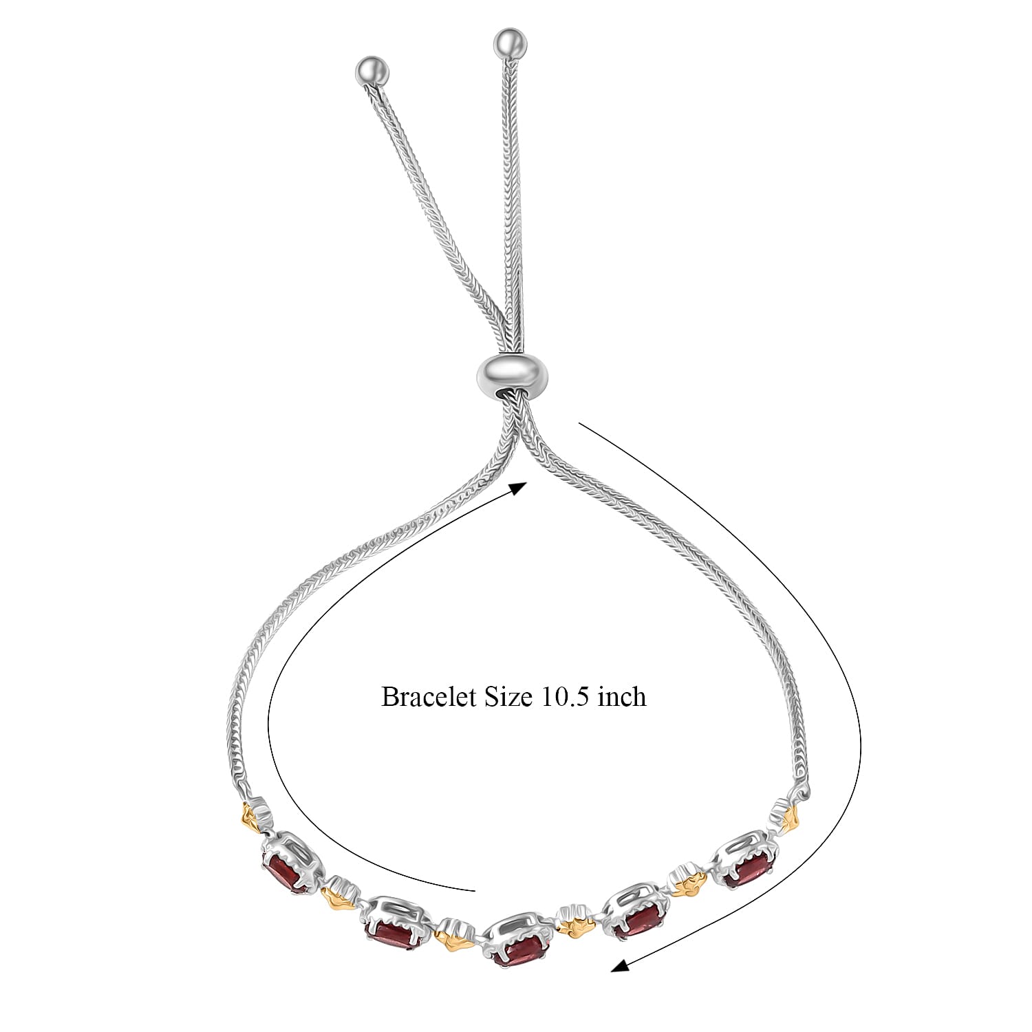 EverTrue Mozambique Garnet 2.85 ctw Bracelet in 18K YG Plated and Platinum Bond (10.50 In)