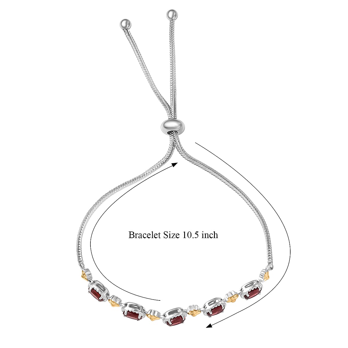 EverTrue Mozambique Garnet 2.85 ctw Bracelet in 18K YG Plated and Platinum Bond (10.50 In) image number 4