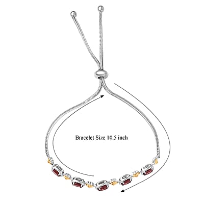 EverTrue Mozambique Garnet 2.85 ctw Bracelet in 18K YG Plated and Platinum Bond (10.50 In)