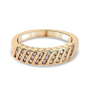 White Diamond 0.33 ctw Fancy Ring in Vermeil YG Over Sterling Silver (Size 6.5)