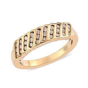 White Diamond 0.33 ctw Fancy Ring in Vermeil YG Over Sterling Silver (Size 6.5)