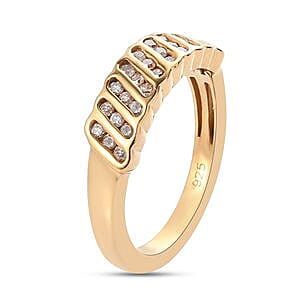 White Diamond 0.33 ctw Fancy Ring in Vermeil YG Over Sterling Silver (Size 6.5)