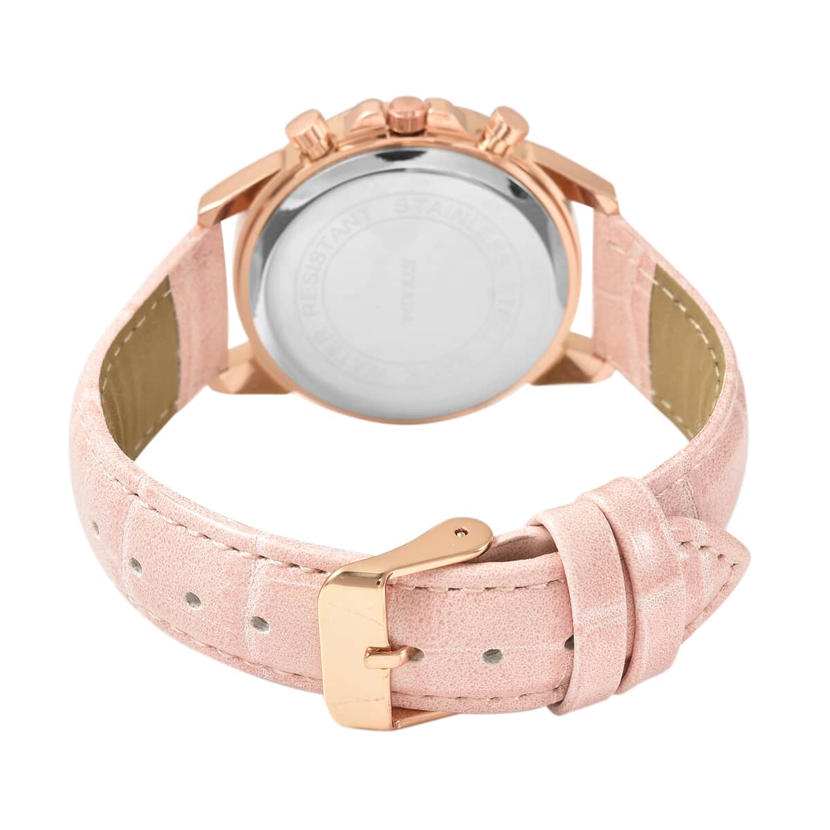 STRADA Austrian Crystal Japanese Movement Watch with Pink Faux Leather Strap image number 5