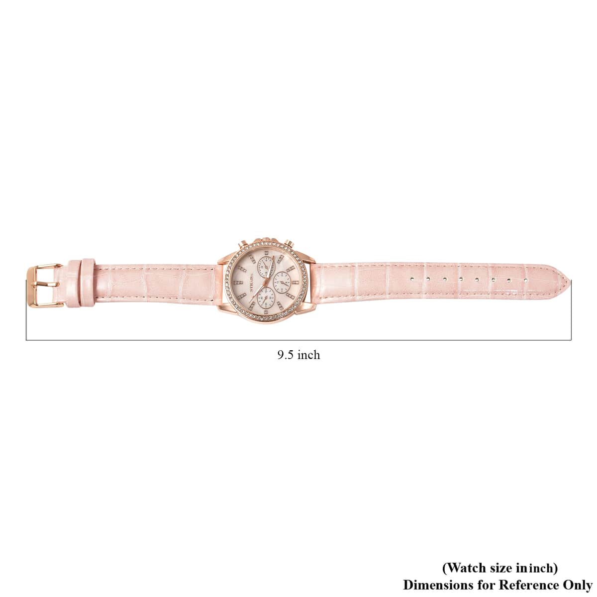 STRADA Austrian Crystal Japanese Movement Watch with Pink Faux Leather Strap image number 6