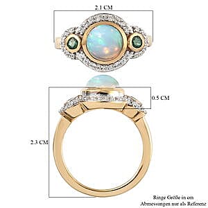 Ethiopian Welo Opal and Multi Gemstone 1.40 ctw Ring in 14K Yellow Gold Over Sterling Silver (Size 5.5)