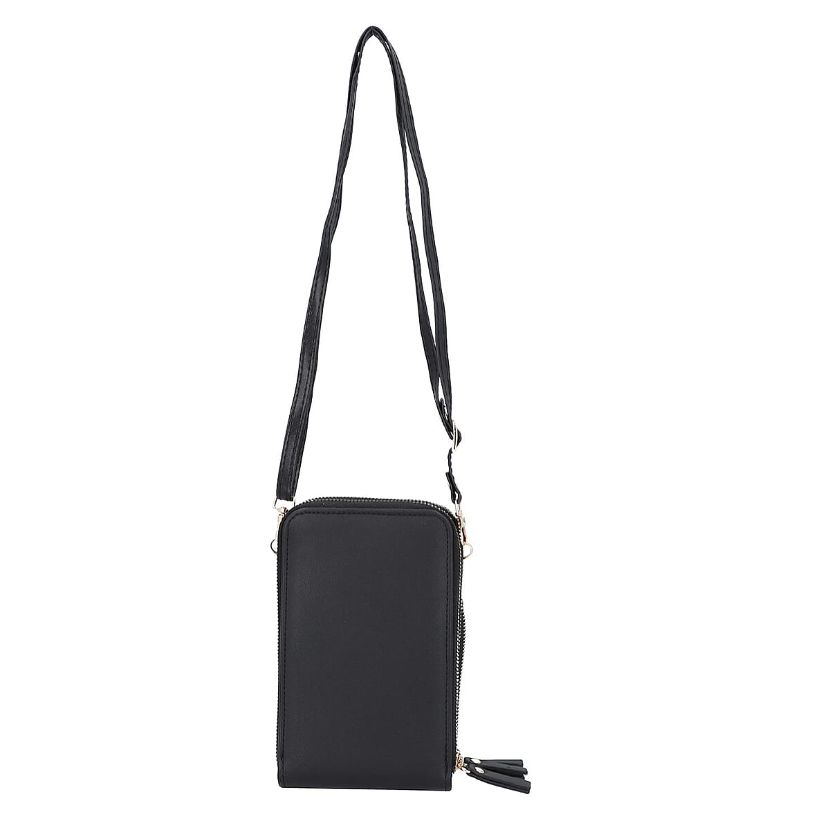 Black Solid Color Faux Leather Shoulder Bag (4.3"x7"x2.8") with Matching Shoulder Straps image number 6
