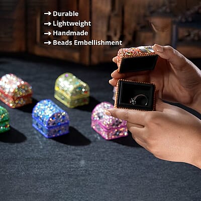 Handcrafted Set of 7 Multi Color Wooden Beaded Jewelry Box