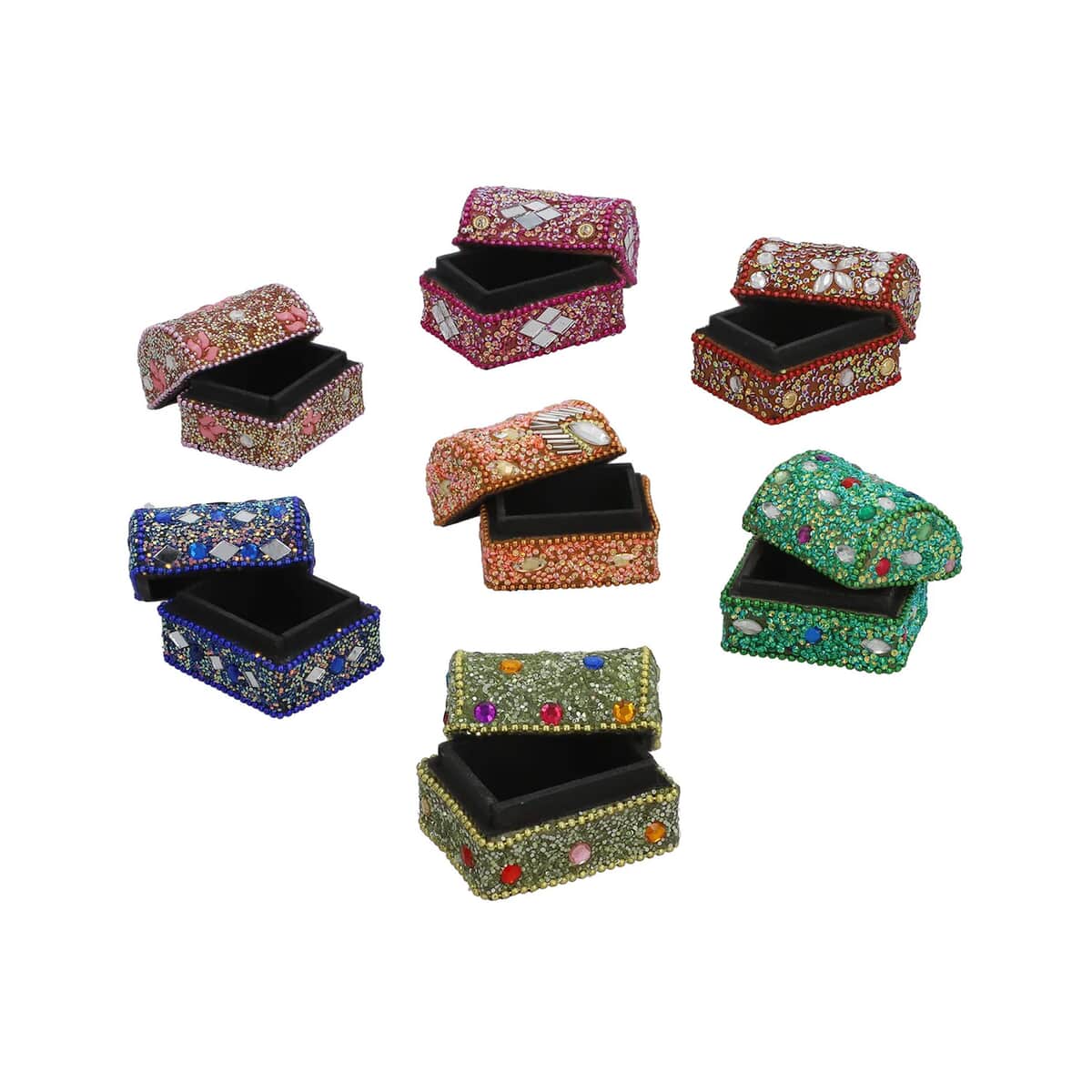 Handcrafted Set of 7 Multi Color Wooden Beaded Jewelry Box image number 6