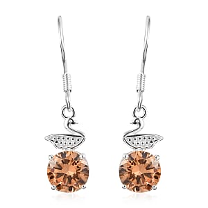 Simulated Champagne Color Diamond 6.75 ctw Earrings in Sterling Silver