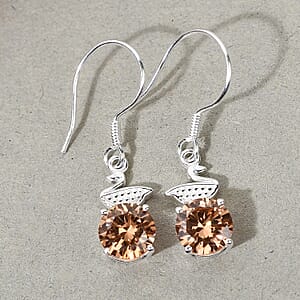 Simulated Champagne Color Diamond 6.75 ctw Earrings in Sterling Silver