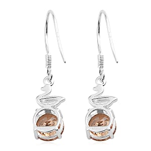 Simulated Champagne Color Diamond 6.75 ctw Earrings in Sterling Silver