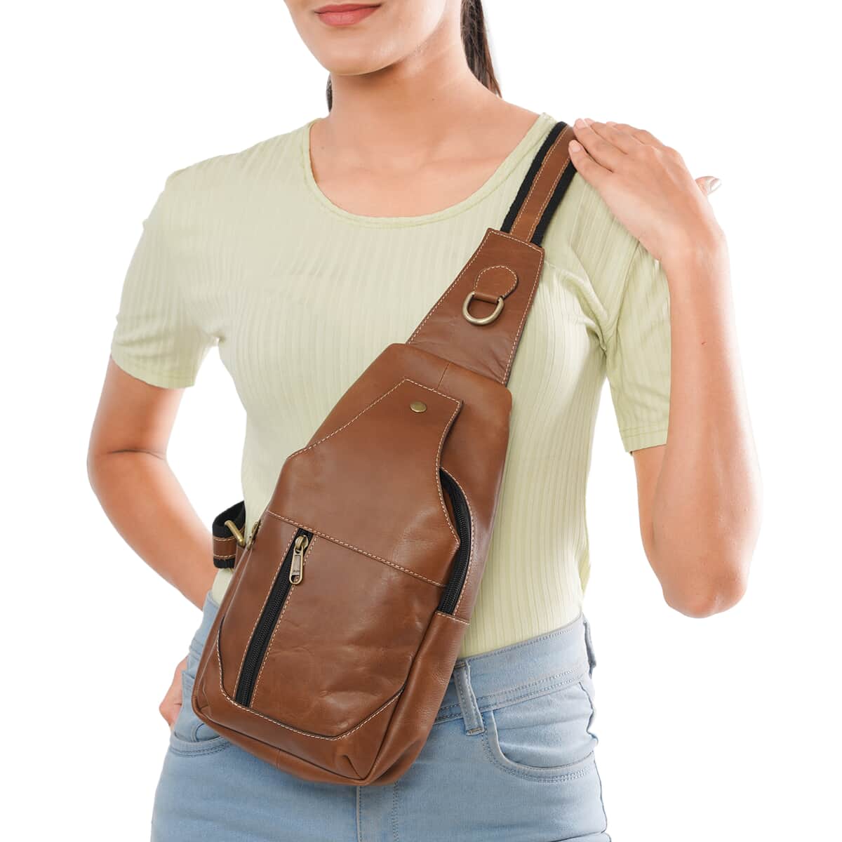 Beige Genuine Leather Anti Theft Backpack Bag image number 1